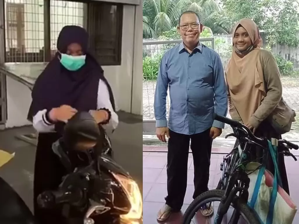 Mahasiswi dapat hadiah sepeda motor dari rektor USU (Instagram/anakusu)