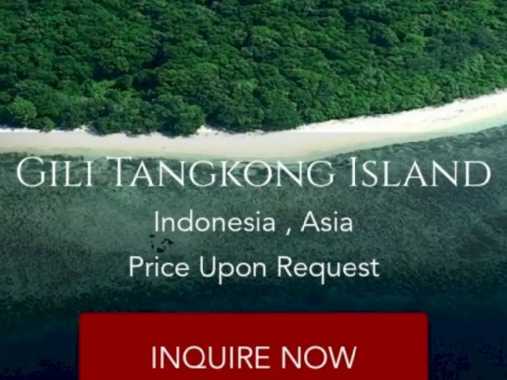 Pulau atau Gili Tangkong terpampang dijual oleh salah satu situs online. (Tangkapan Layar/ANTARA/Nur Imansyah)