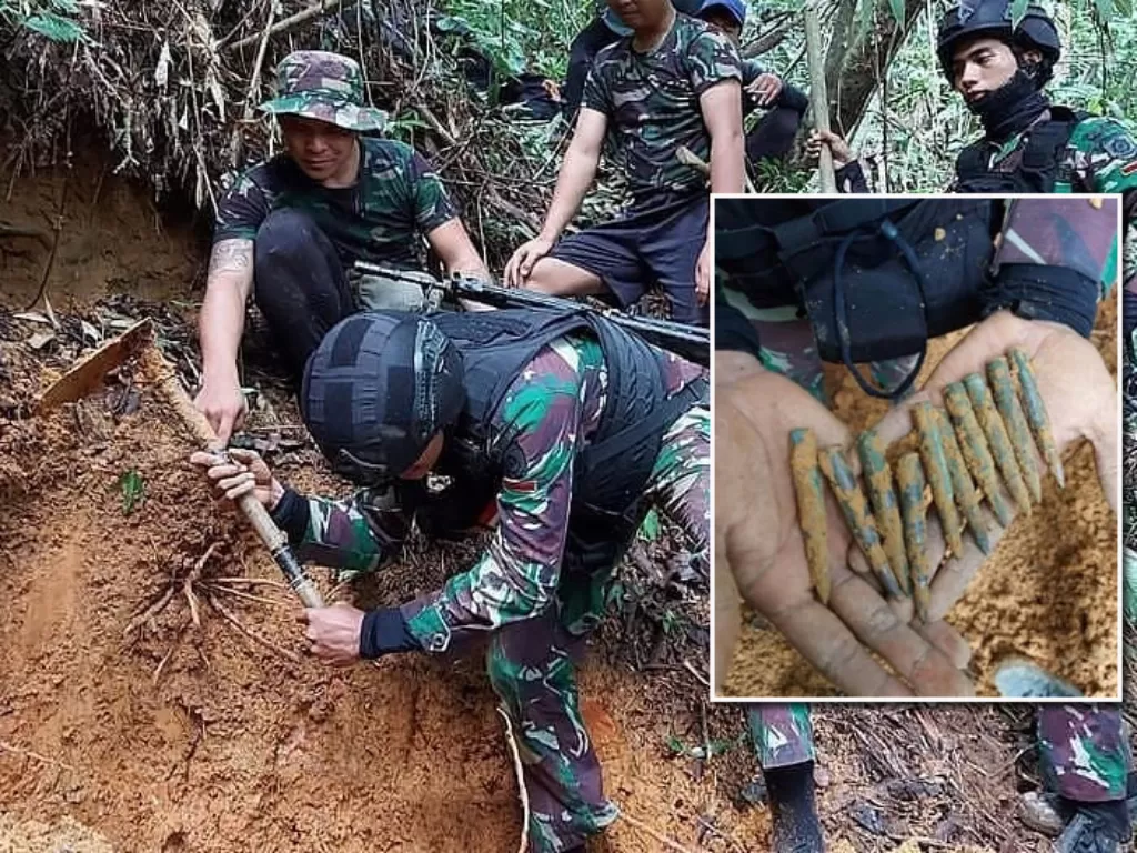 Penemuan amunisi di hutan Nunukan perbatasan Indonesia Malaysia. (Instagram)