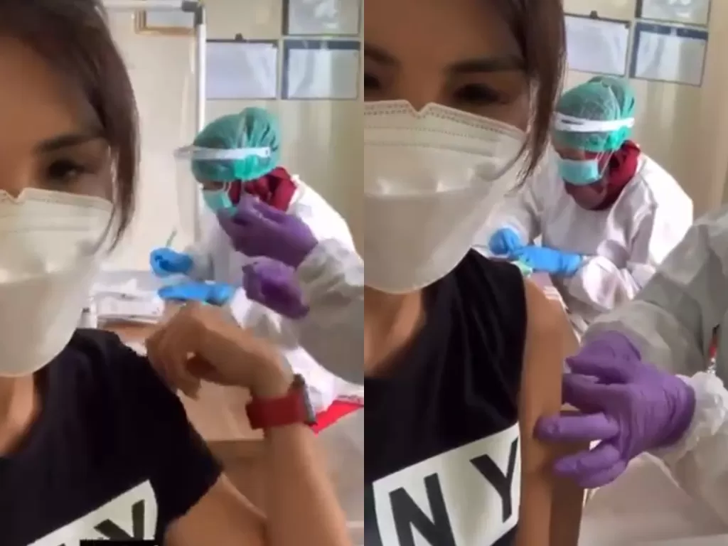 Helena Lim disuntik vaksin Covid-19 (Instagram/@helenalim899)