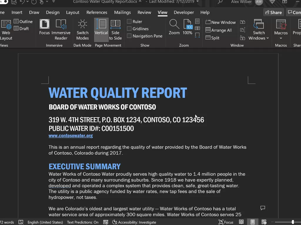 Tampilan fitur Dark Mode baru di Microsoft Office Word (photo/Microsoft)