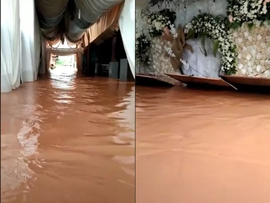 Pesta pernikahan batal akibat terendam banjir (Tiktok/ aditanonk)