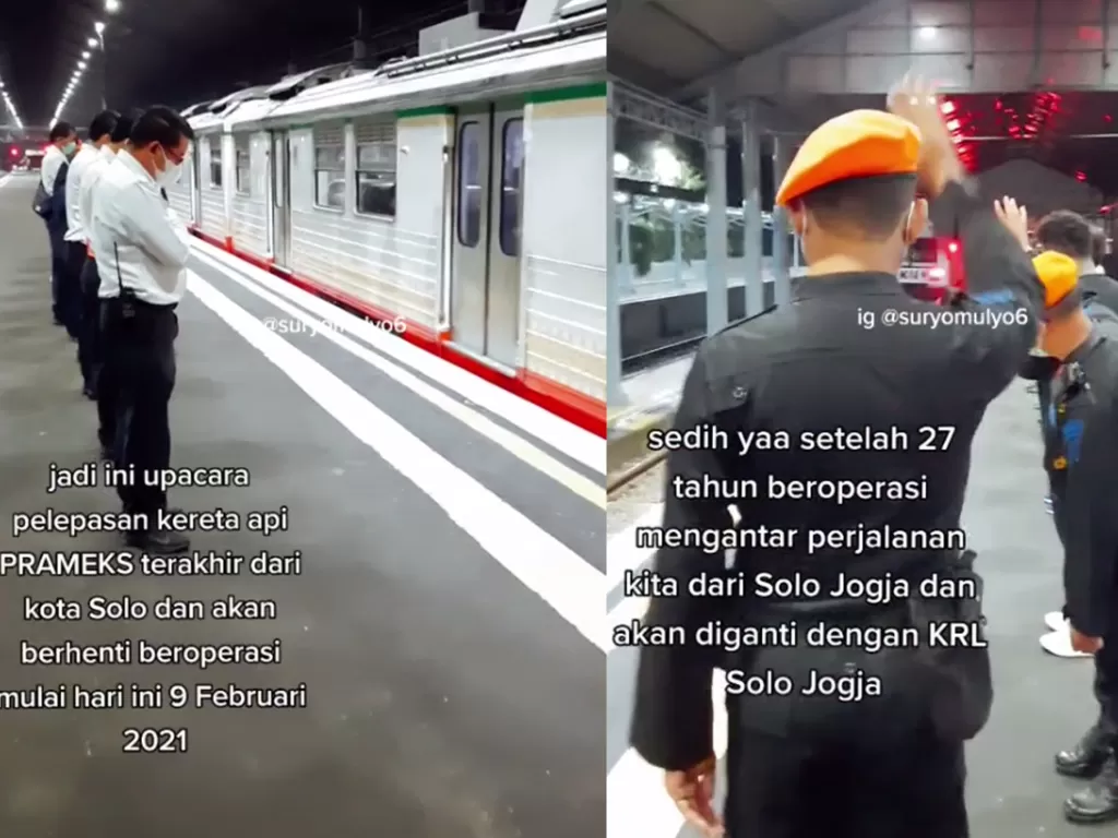 Video pelepasan KA Prameks Solo-Yogyakarta PP (Tik tok/alras13)