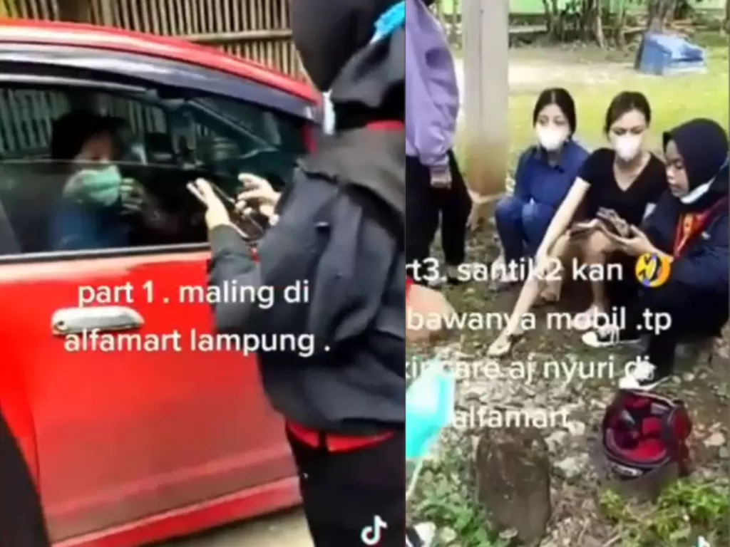Viral wanita cantik tepergok mencuri skin care naik mobil Honda Jazz di Lampung. (Facebook)