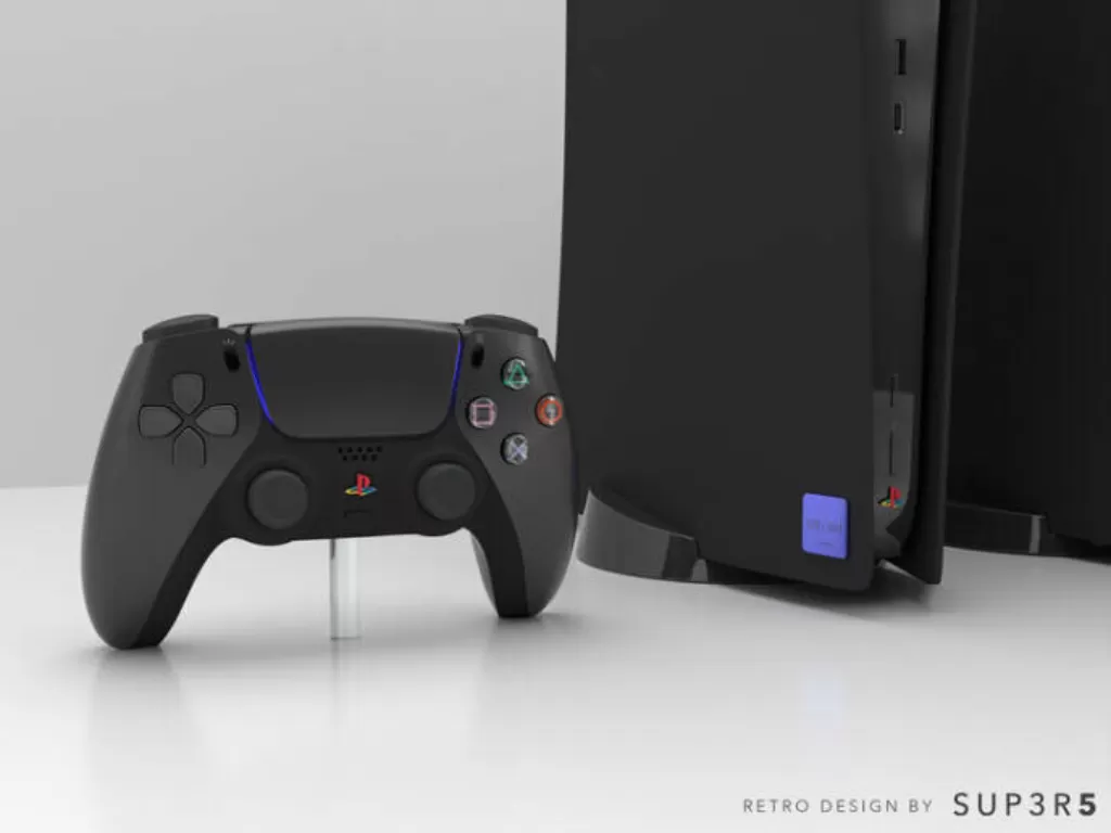 Tampilan console PlayStation 5 edisi retro berwarna hitam (photo/SUP3R5)