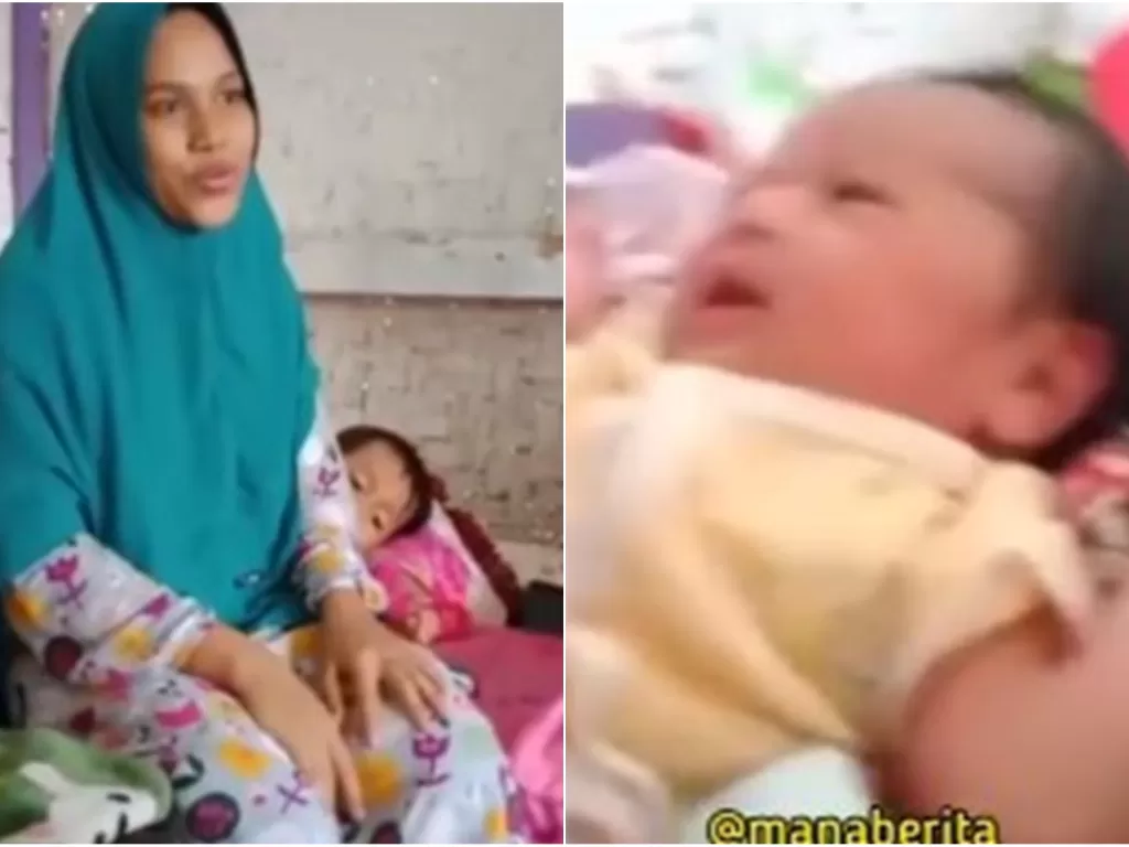 Siti Zainah (25 tahun) dan bayi yang dilahirkannya. (instagram manaberita)