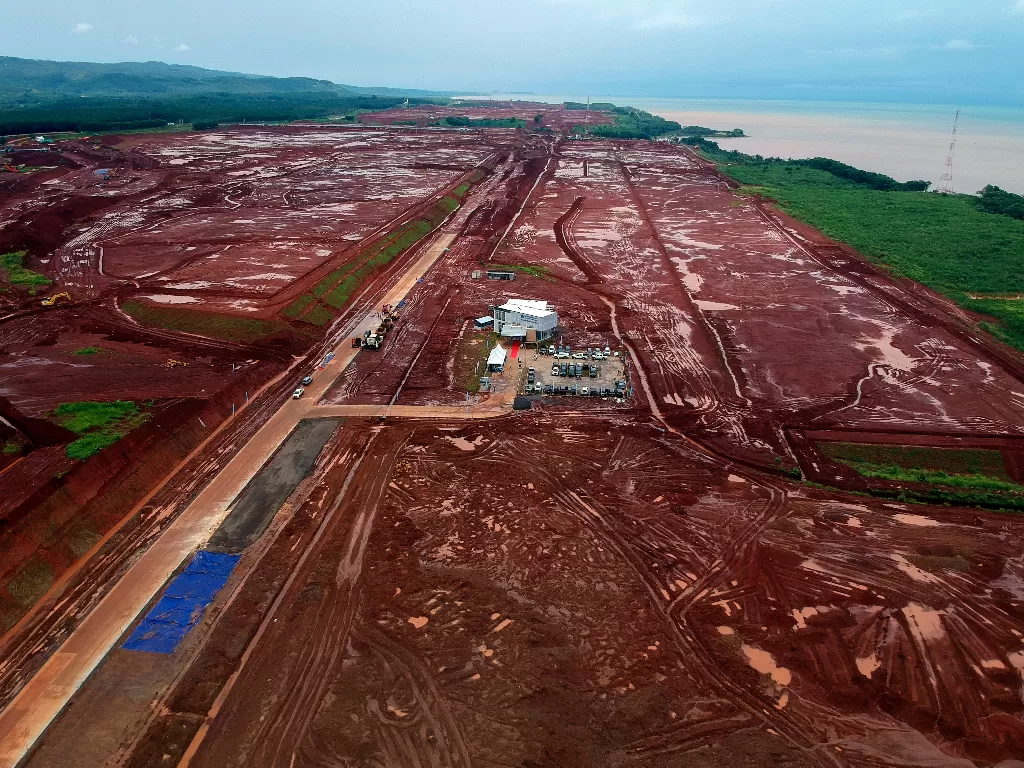 Foto udara aktivitas pembangunan (ANTARA FOTO/Harviyan Perdana Putra)
