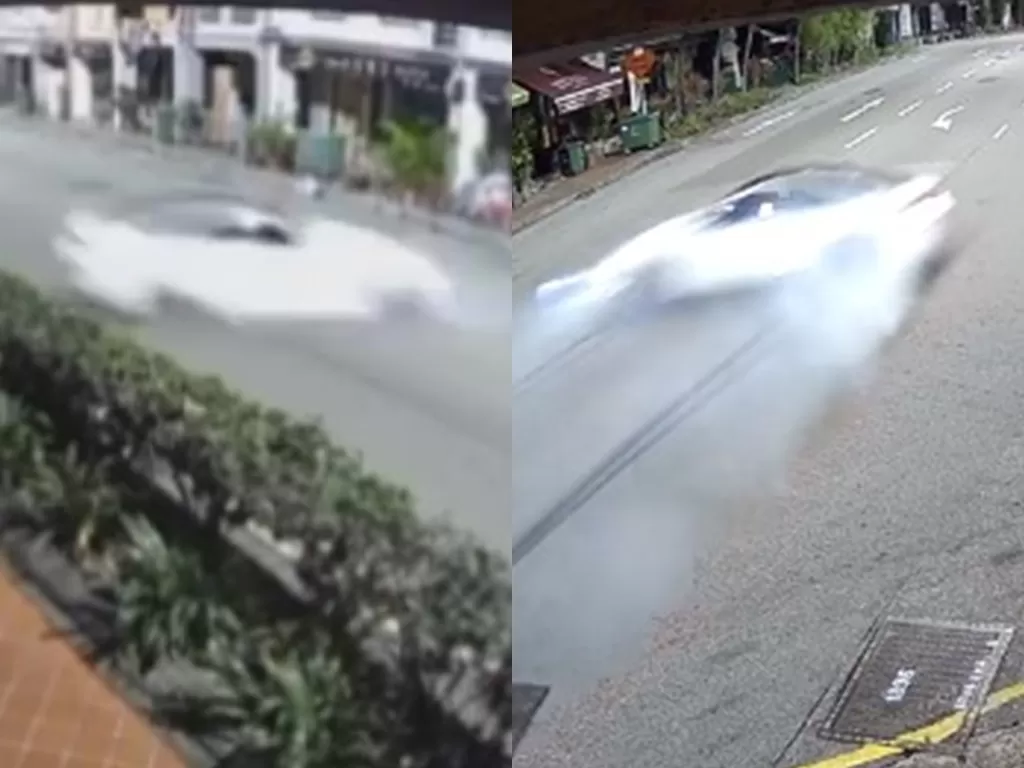 Detik-detik kecelakaan BMW M4 di Singapura (Tangkapan layar)