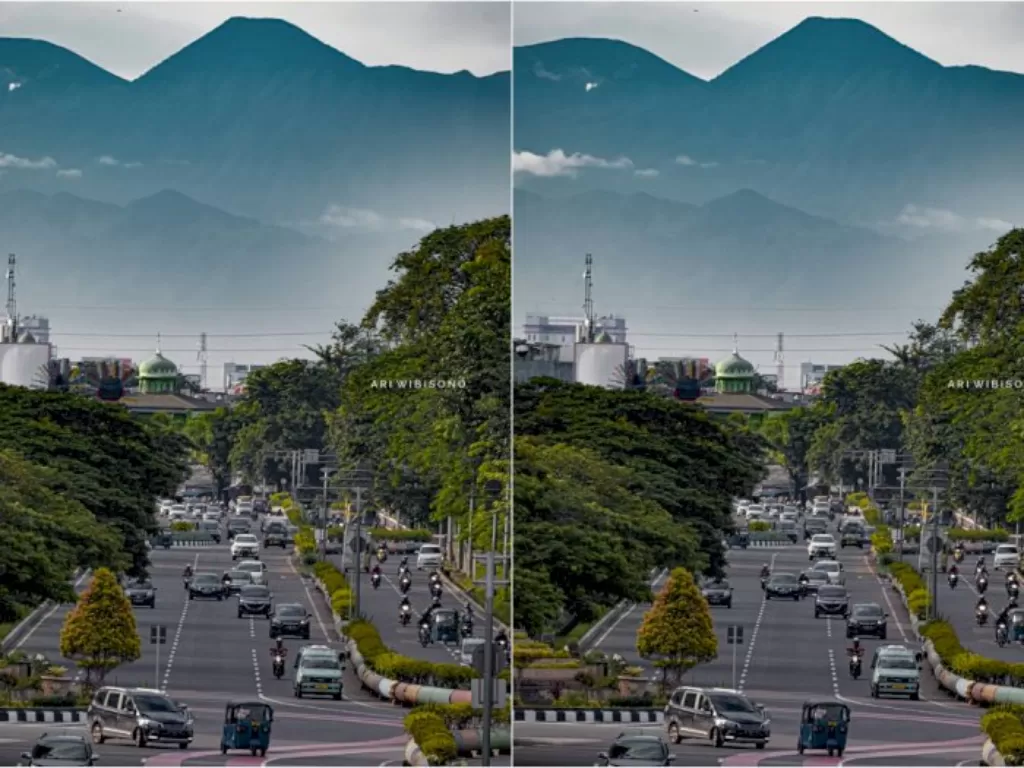Gunung Gede Pangrango dilihat dari Kemayoran, Jakarta (Instagram/wibisono.ari)