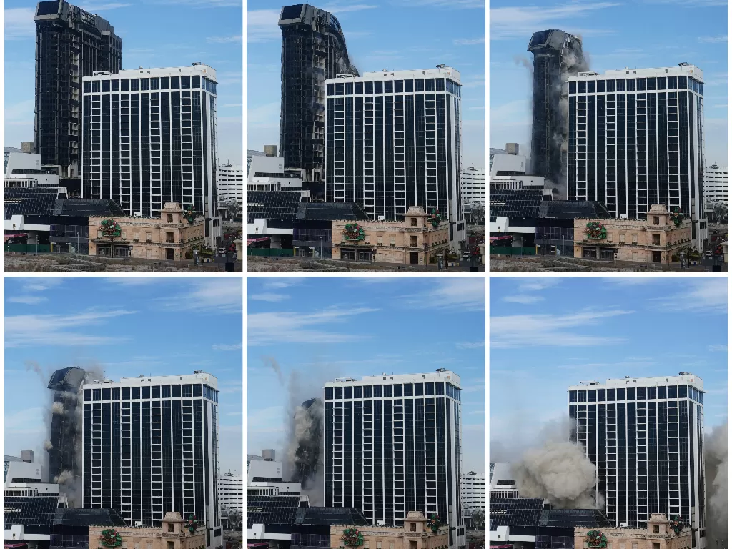 Trump Plaza Hotel and Casino di Atlantic City yang dihancurkan. (REUTERS/CARLO ALLEGRI)