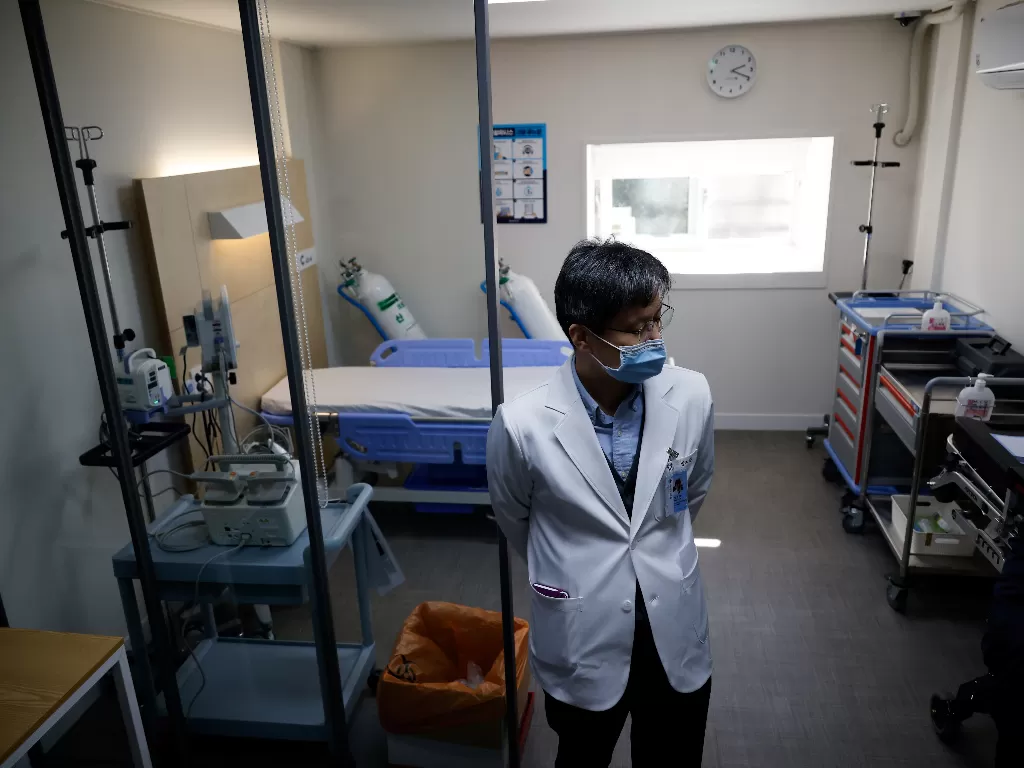 Fasilitas pertolongan pertama pusat vaksinasi COVID-19 selama latihan tiruan vaksinasi penyakit coronavirus (COVID-19) di Seoul, Korea Selatan, 9 Februari 2021. (photo/REUTERS/Kim Hong-Ji)