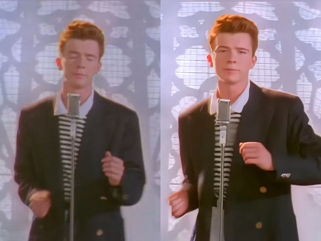 Perbandingan video Never Gonna Give You Up 1080p 30fps dan 4K 60fps (photo/YouTube/Rick Astley/Revideo)