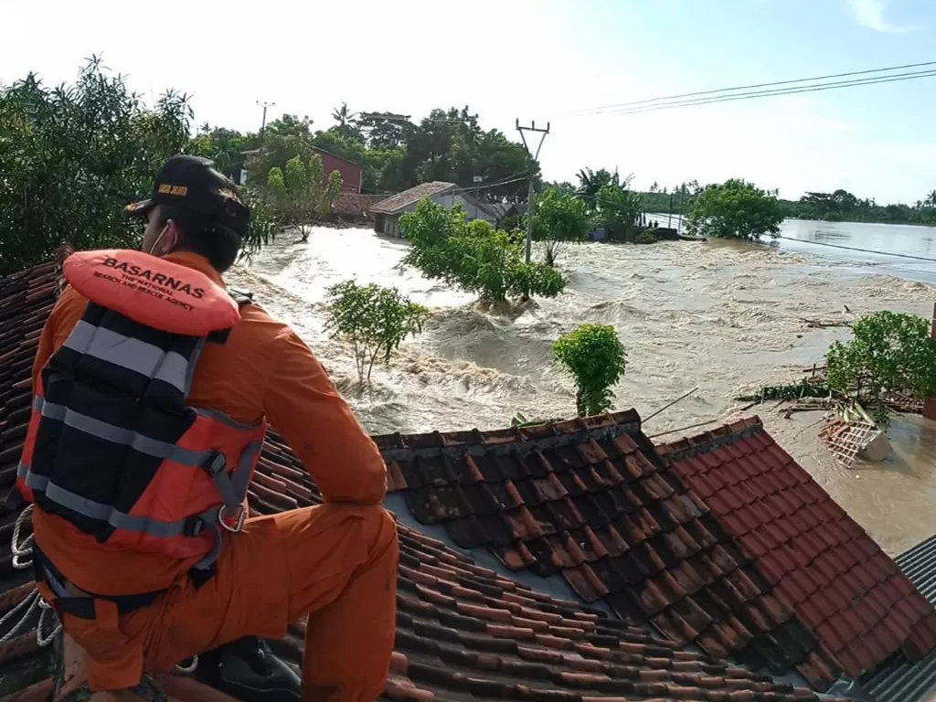Situasi banjir akibat tanggul jebol di Bekasi. (Dok Basarnas)