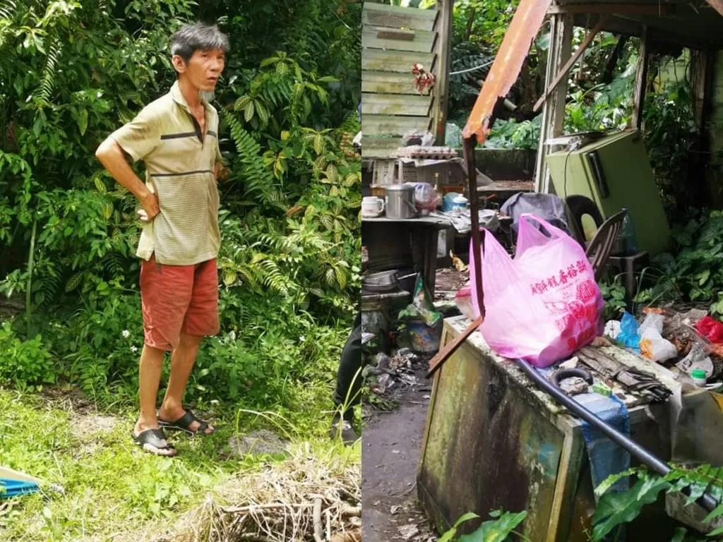 Seorang pria lansia yang tinggal di gubuk dan tidur bersama ular hingga ulat. (Photo/Facebook/Kuan Chee Heng)