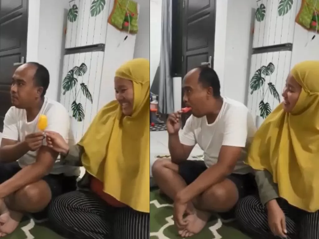 Istri jaili suami saat nonton sinetron Ikatan Cinta tukar es krim pakai sabun batang (Tiktok/ gibranfarel25)