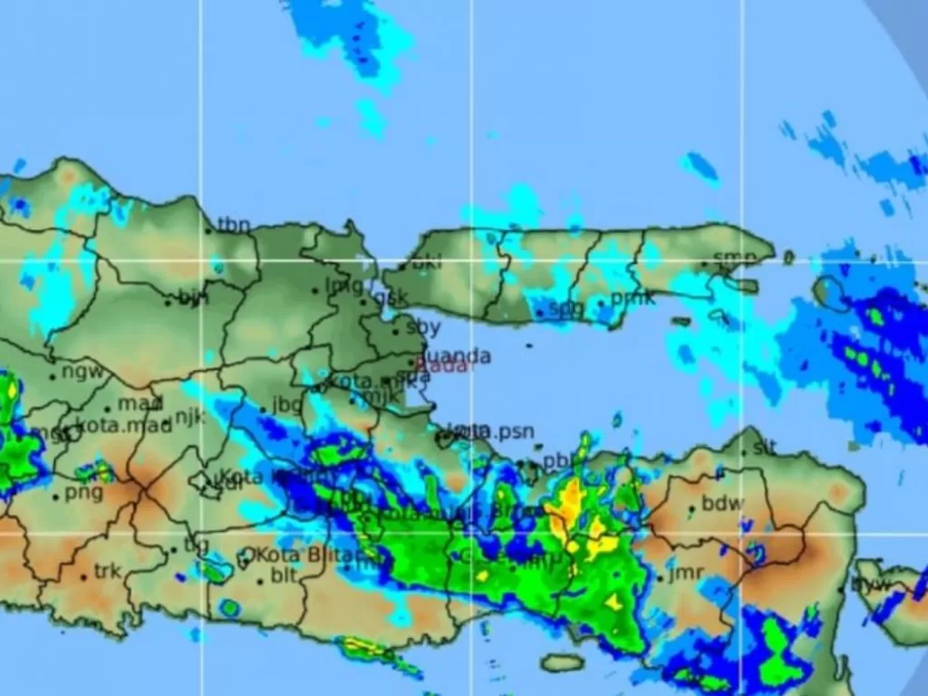 Peta prakiraan cuaca di Jawa Timur (Antarajatim/BMKGI/IS)