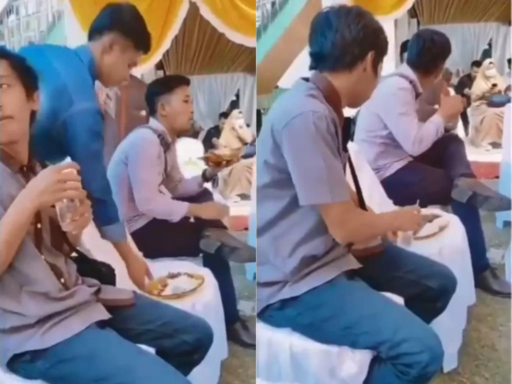 Pemuda ini tertukar ambil piring makan tamu undangan lain saat kondangan di acara pernikahan (Instagram/siiupdate)