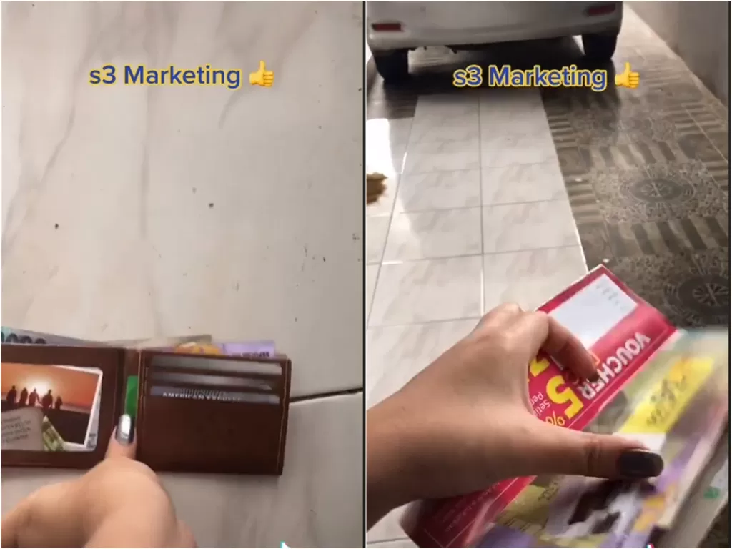 Cuplikan video brosur yang berbentuk dompet. (photo/TikTok/@sylviaardiana)