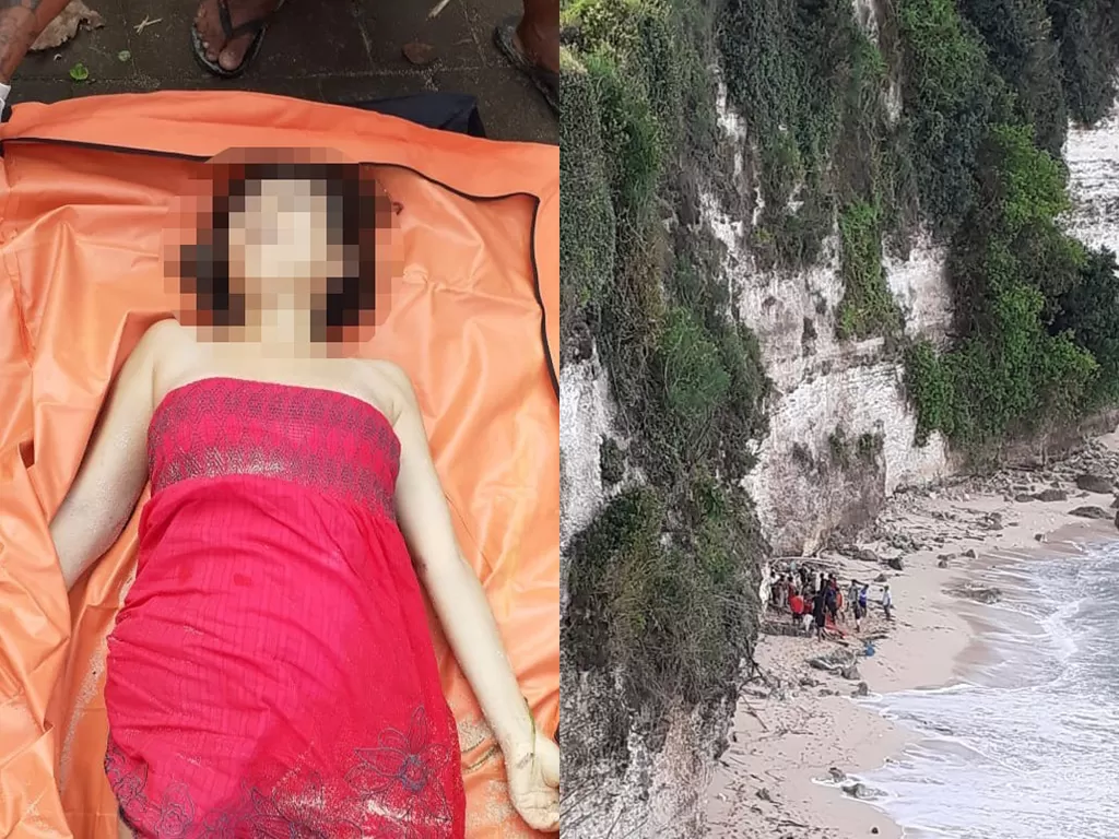 Penemuan mayat wanita di bawah tebing pinggir Pantang Bingin (Instagram/balawistabadung)
