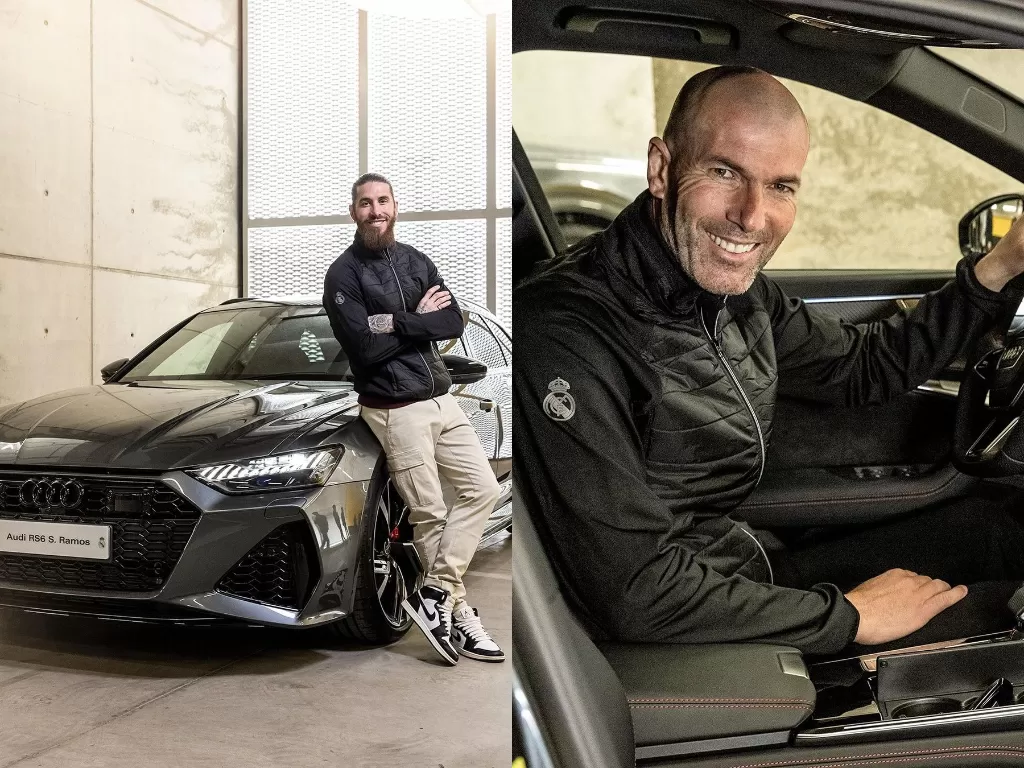Tampilan Ramos dan Zidane yang dapat mobil Audi. (photo/Instagram/@realmadrid)