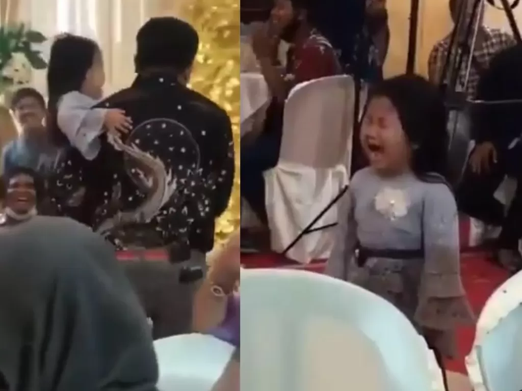 Viral anak nangis lihat ayah joget bareng penyanyi. (Foto: Instagram/@kameraperistiwa)