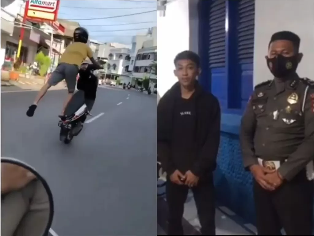 Cuplikan video pemuda standing di jalan, berujung minta maaf di kantor polisi. (photo/Instagram/Istimewa)