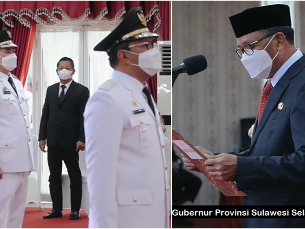 Nurdin Abdullah saat melantik 11 kepala daerah terpilih di Sulawesi Selatan. (Facebook)