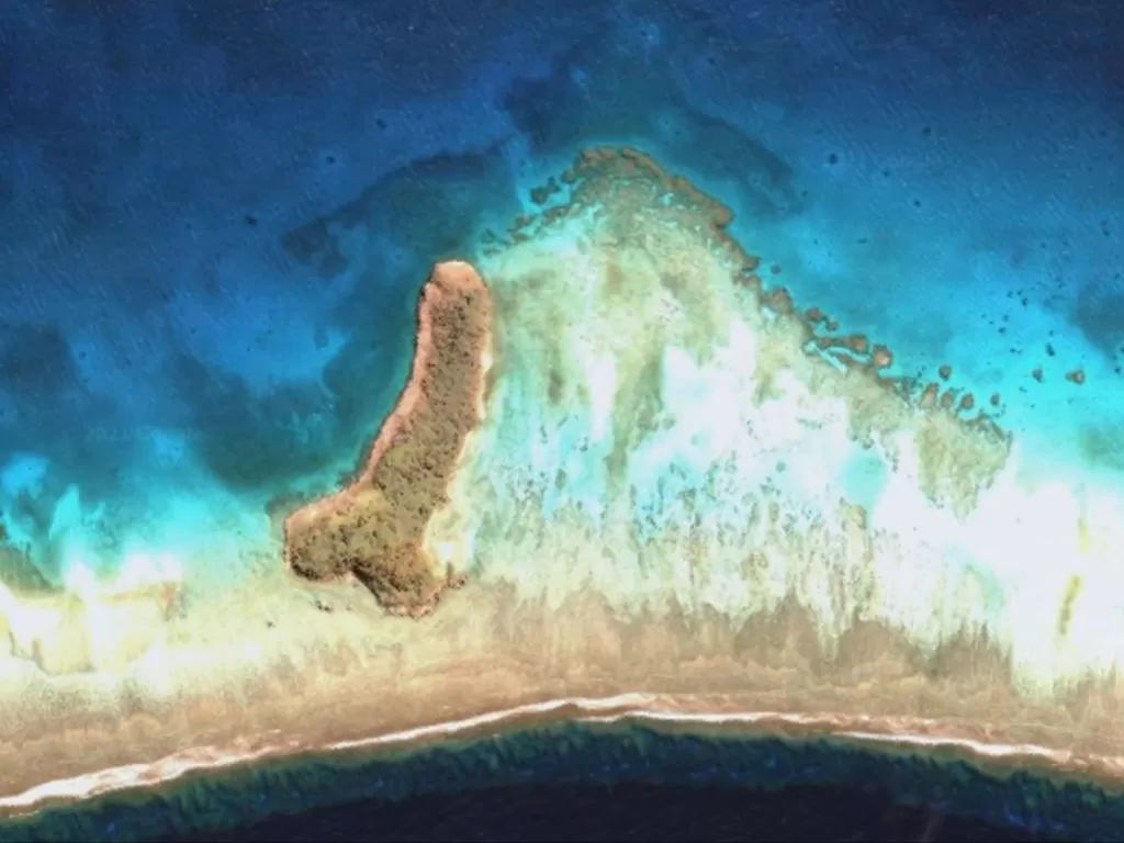 Pulau Penis  salah satu bagian dari Trinity Islands di pantai Kaledonia Baru (photo/google earth)