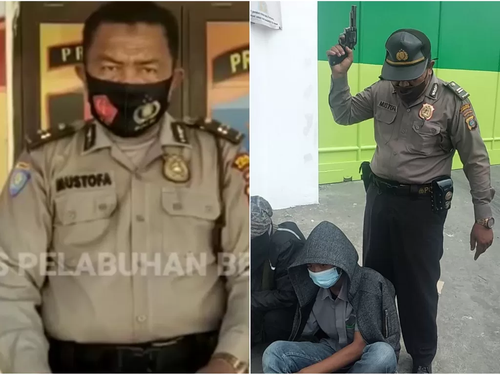 Iptu Mustofa, anggota Polsek Hamparan Perak, Polres Pelabuhan Belawan minta maaf usai todongkan pistol. (Ist)
