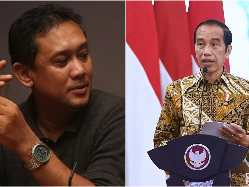 Denny Siregar (kiri) dan Jokowi (kanan). (Twitter)
