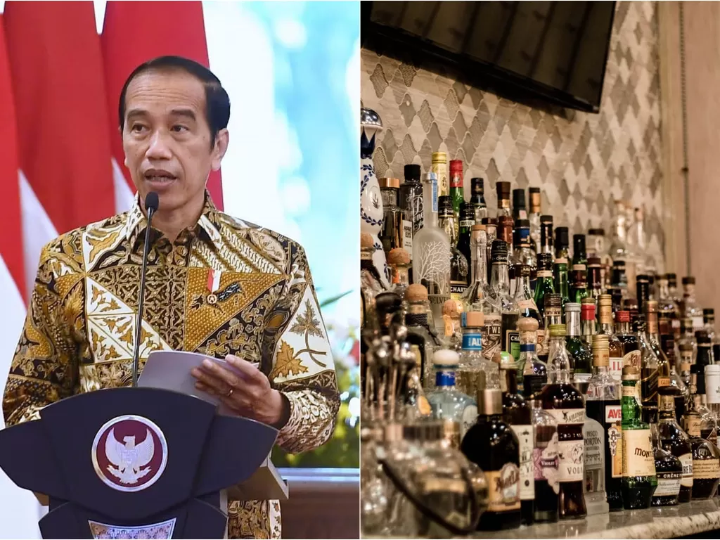 Kiri: Presiden Jokowi (Instagram/jokowi) / Kanan: Ilustrasi miras (Unsplash)