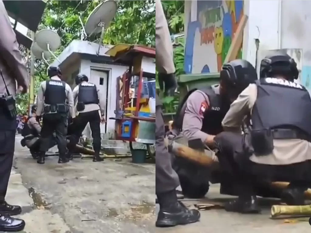 Penemuan mortir seberat 50 kilogram di kali Cipinang (Instagram/jakarta.terkini)