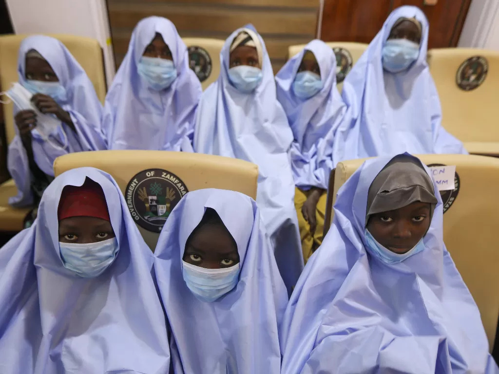 Gadis-gadis yang diculik dari sekolah asrama di negara bagian Zamfara, Nigeria baratlaut (REUTERS/Afolabi Sotunde)