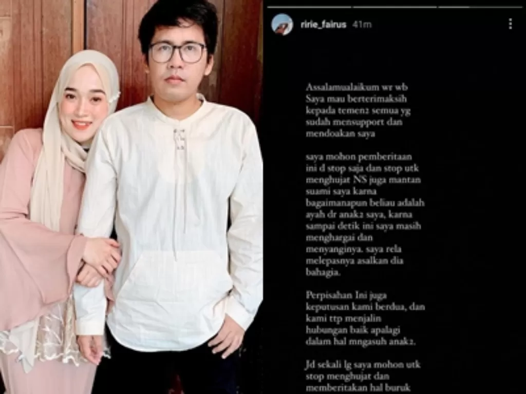 Status Ririe Fairus meminta Netizen stop hujat Ayus. (Photo/Instagram/@Ririe_Fairus)