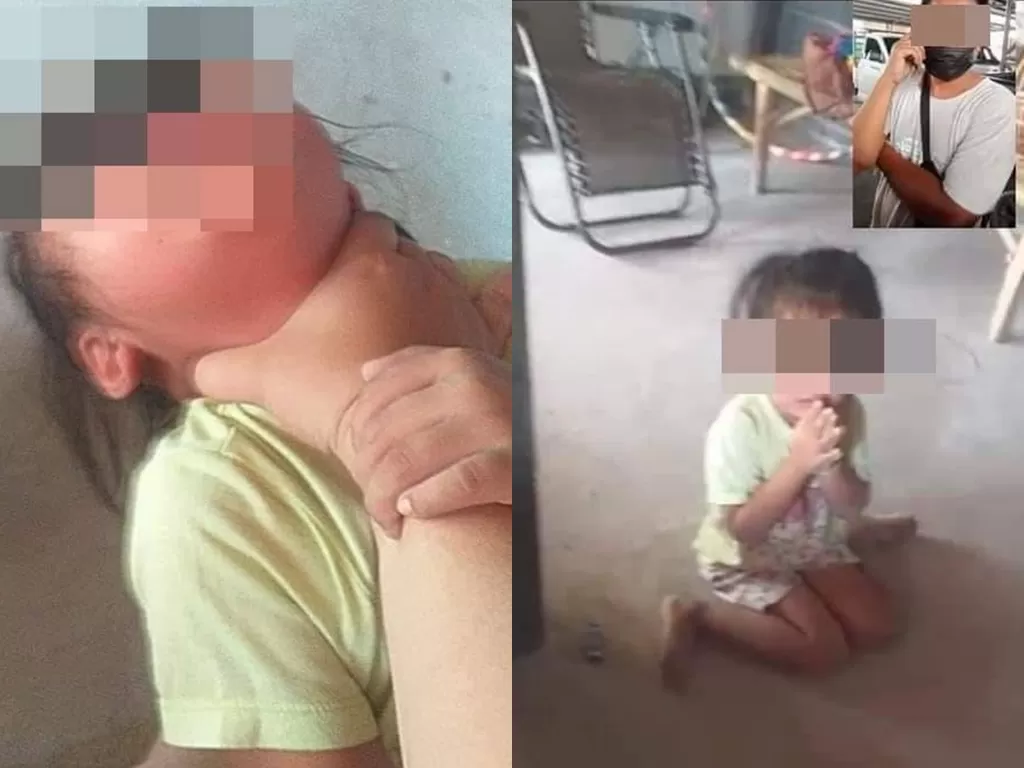 Seorang wanita menyiksa anaknya. (Photo/China Press)