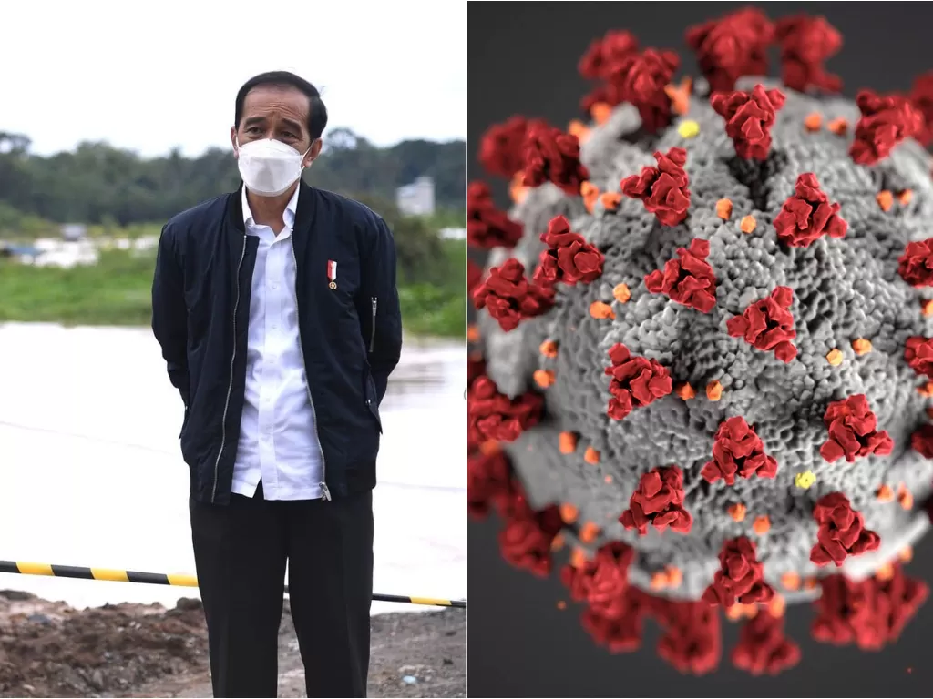 Kiri: Presiden Jokowi (Instagram/jokowi) / Kanan: Ilustrasi virus corona (Unsplash)