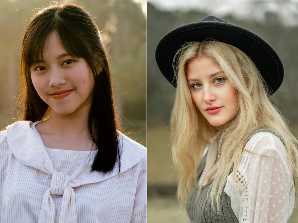 Ilustrasi wajah wanita Asia (kiri), ilustrasi wajah wanita bule (kanan). (Unsplash/@leeminfu/@j_erhunse)