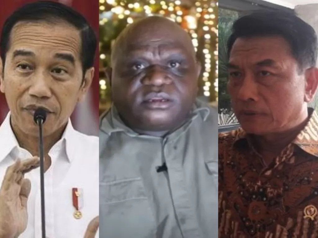Kolase foto Presiden Jokowi, aktivis HAM Natalius Pigai dan Ketua Umum Partai Demokrat versi KLB Sibolangit (ANTARANEWS/YouTube)