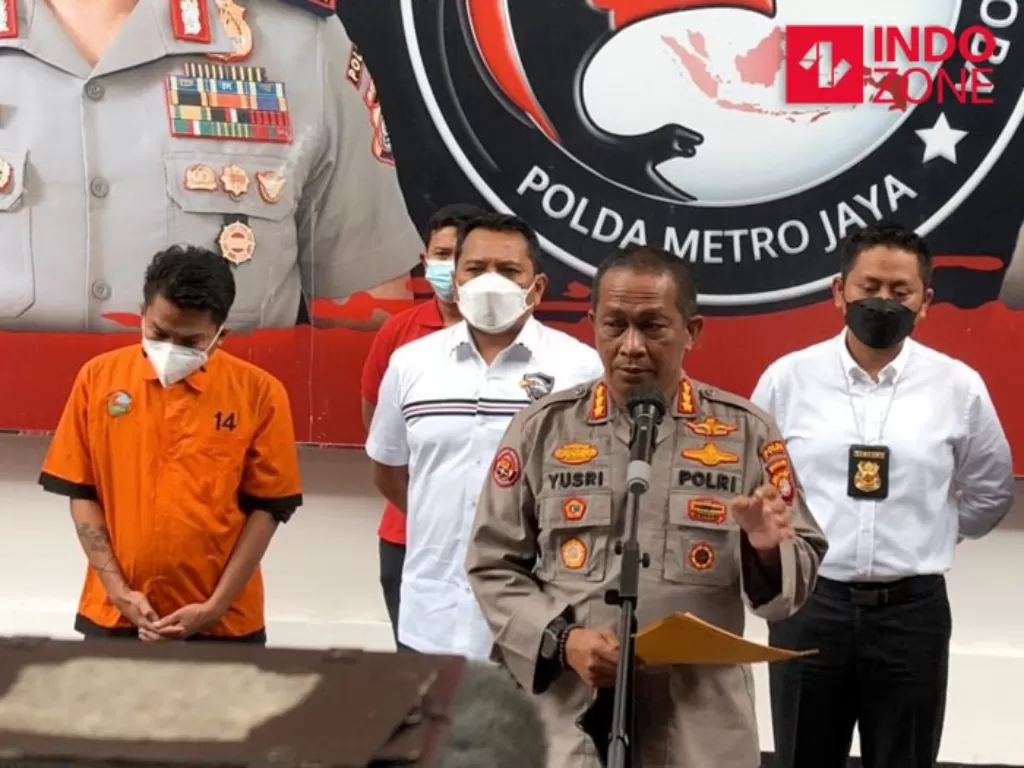 Konferensi pers kasus narkoba Robby Abbas di Polda Metro Jaya. (INDOZONE/Samsudhuha Wildansyah)