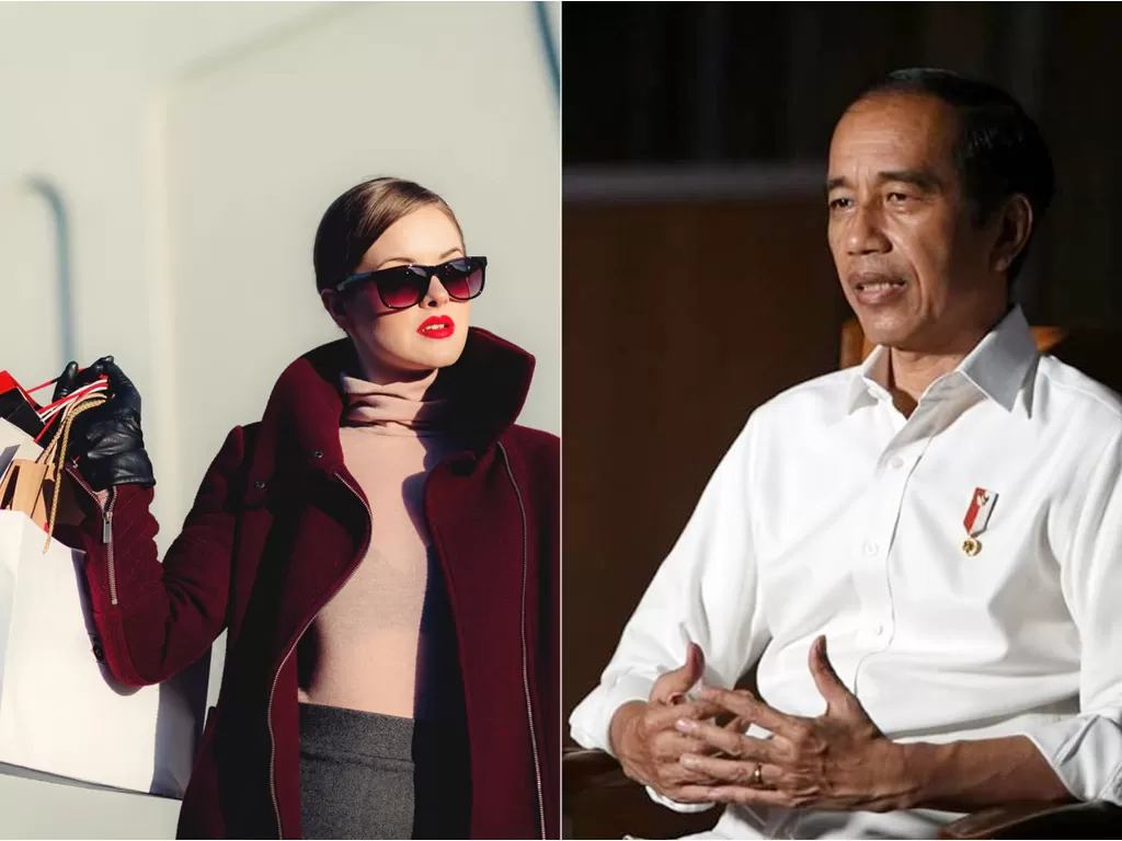 Kiri: Ilustrasi berbelanja (Unsplash) / Kanan: Presiden Jokowi (Instagram/jokowi)