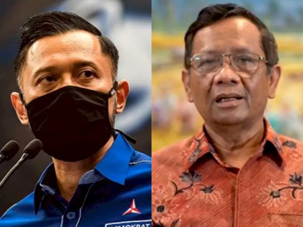 Kolase foto Ketua Umum Partai Demokrat Agus Harimurti Yudhoyono dan Menko Polhukam Mahfud MD (ANTARANEWS/Instagram @mohmahfudmd)
