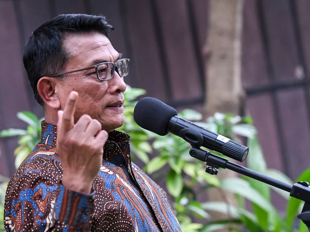 Kepala Kantor Staf Presiden (KSP) Moeldoko memberi keterangan soal tudingan kudeta kepemimpinan Partai Demokrat di bawah Agus Harimurti Yudhyono (AHY). (ANTARA/M Risyal Hidayat)