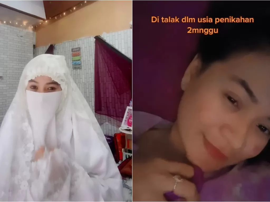Wanita bercadar buka hijab usai ditalak cerai suami (Tiktok/rembulan_deu)