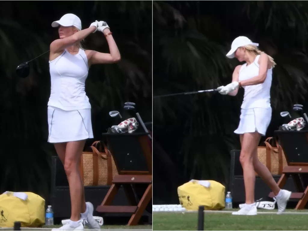 Potret cantik Ivanka dengan outfit serba putih saat bermain golf (The Mega Agency)