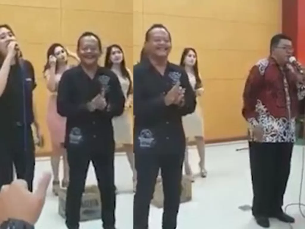 Cuplikan video viral Wali Kota Blitar Santoso bernyanyi pada acara syukuran Pilkada 2020. (Istimewa)