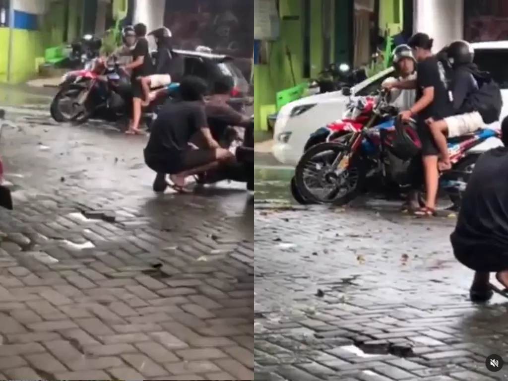  Cuplikan video saat pria yang marah dan pukuli pemuda di jalan. (photo/Instagram/@rizt_aries)