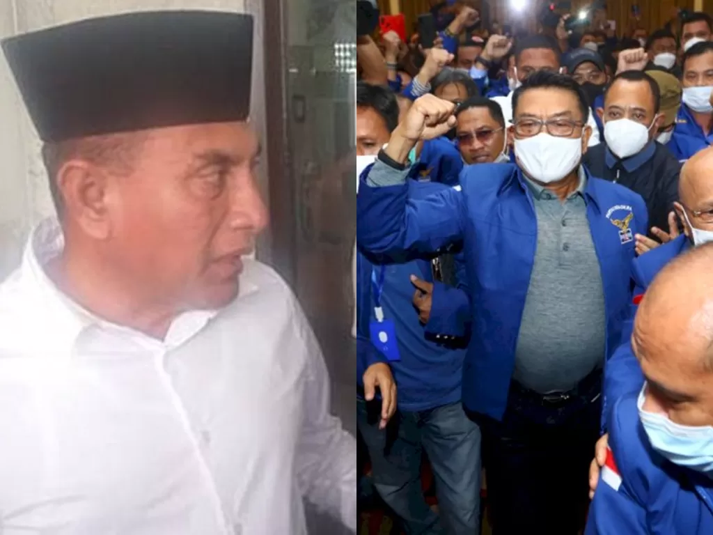 Kolase foto Edy Rahmayadi dan suasana KLB Partai Demokrat di Sumatera Utara (ANTARANEWS)
