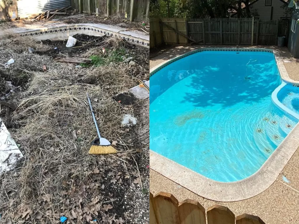 Seorang pria menemukan kolam renang di belakang rumahnya. (Photo/Mirror)