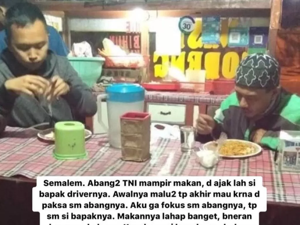 TNI ajak ojol makan. (Instagram/@dramaojol.id)