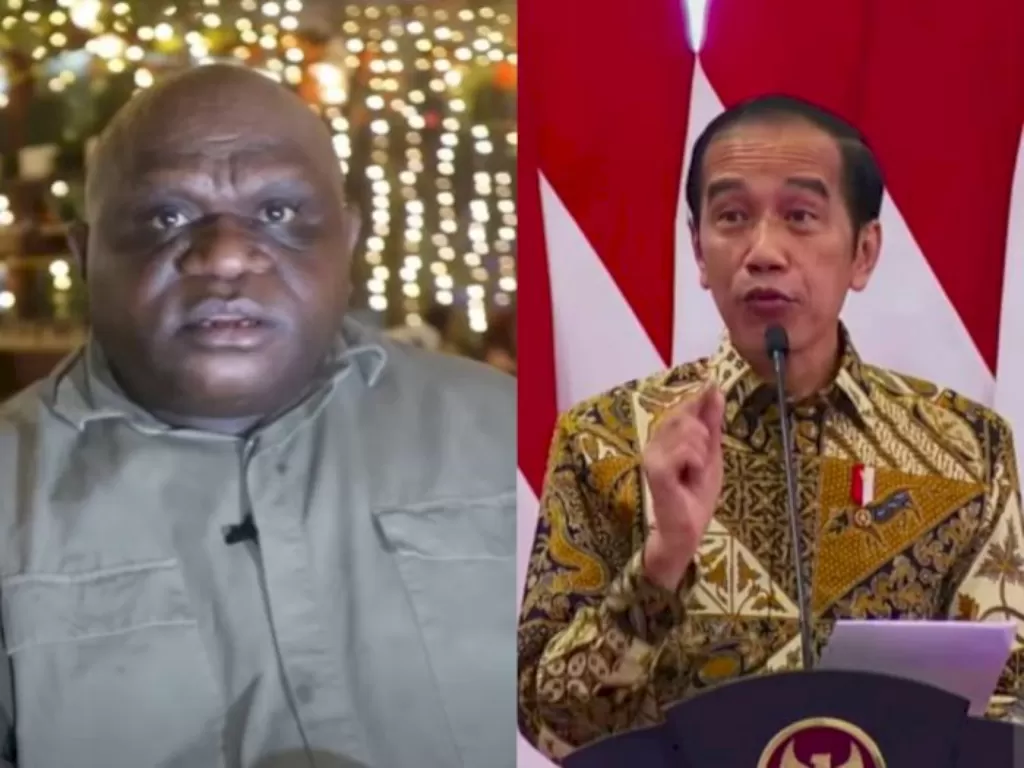 Kolase foto Natalius Pigai dan Presiden Joko Widodo (YouTube/antaranews)
